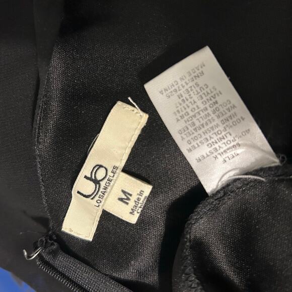 YA Los Angeles Dress Silk Blend Black Sheer w/ Lace Lining Med Sleeveless - Picture 8 of 11